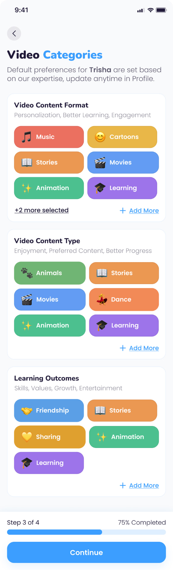 CuCu TV app screen — Set their taste